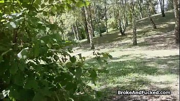 Shy blonde dicked hard in park