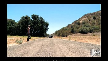 Hot blonde Nicole Aniston picks up a hitchhiker for road-side sex